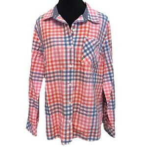 Tommy Hilfiger Plaid Checkered Button Down Top Women’s Sz Medium M Classic Shirt